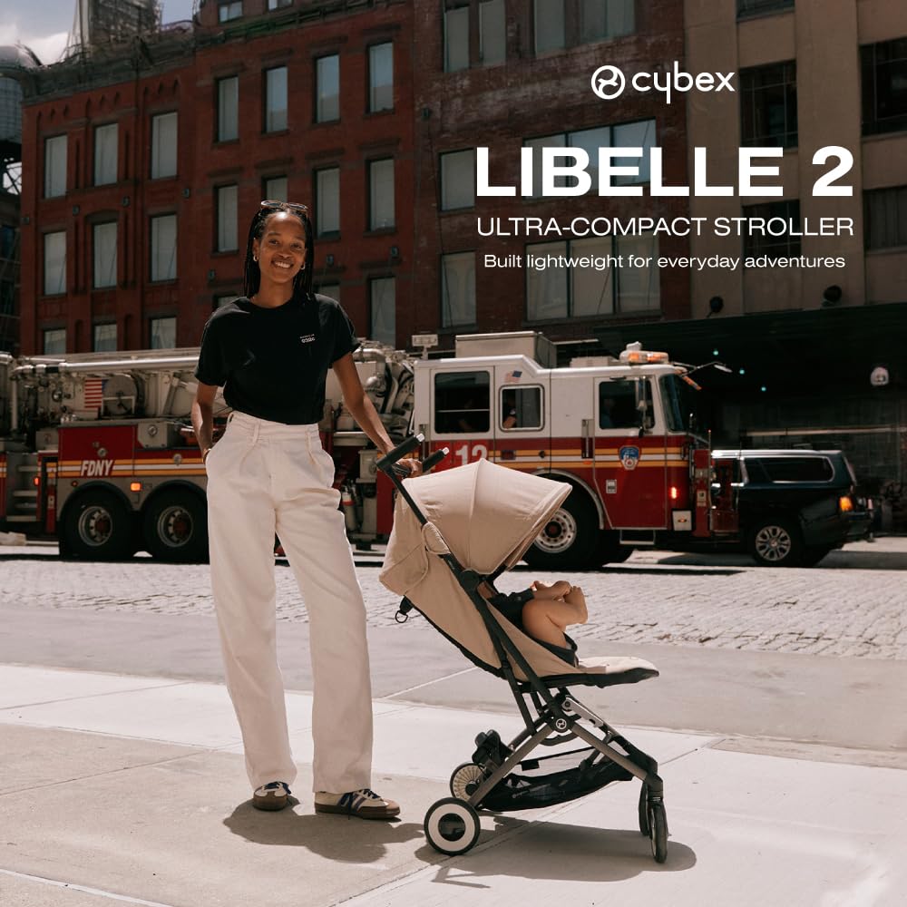 Cybex Libelle 2 Travel pockit Baby Stroller - Lightweight Carry-On Travel Stroller for Airplane with One-Hand Recline, Compatible with CYBEX Car Seats, Almond Beige