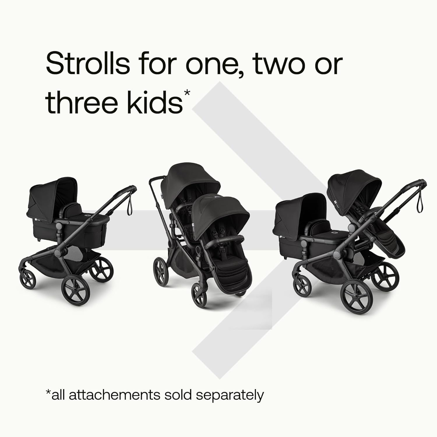 Bugaboo Kangaroo All-Terrain Single-to-Double Tandem Stroller for Infant and Toddler, for Up to Three Kids, XL Wheels, One-Hand Operation, Large Bassinet, XL Underseat Storage (Dark Cherry)