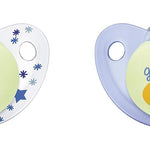 NUK Cute-as-a-Button Glow-in-The-Dark Orthodontic Pacifiers, Boy, 0-6 Months, 2-Pack