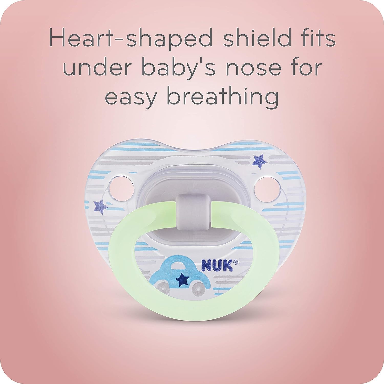 NUK Orthodontic Pacifier Value Pack, Boy&Girl,0-6 Months, 3-Pack (Star) (Glows in The Dark)