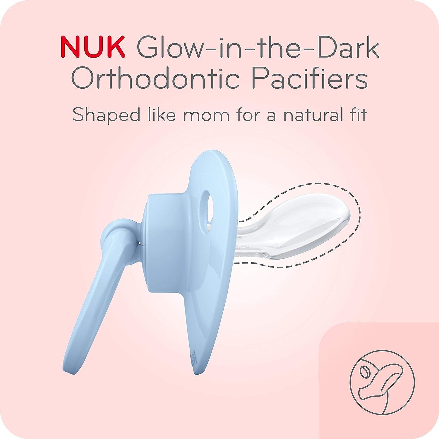 NUK Glow-in-The-Dark Orthodontic Pacifiers, Zebra, 0-6 Month (Pack of 2)